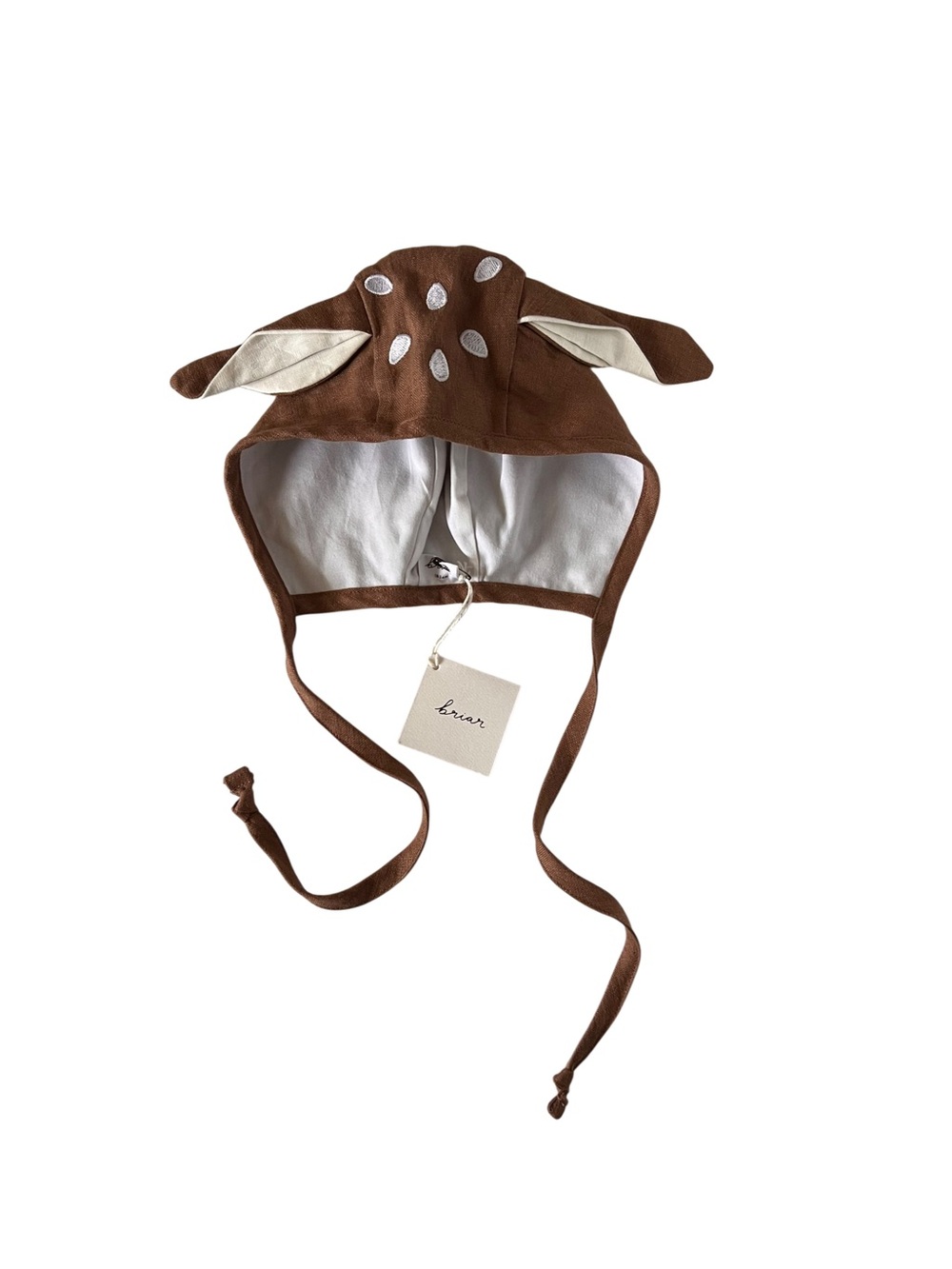 NEW Briar Baby Deer Fawn Ear Baby Hat with Ties
